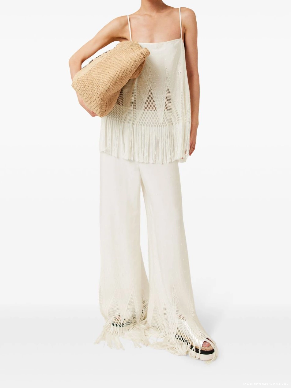 Affordable McCartney Stella Women open-knit fringe pants wide-leg 0808
